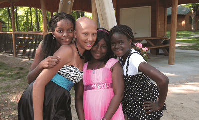 Four girls in front of camp K