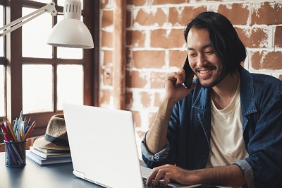 man on computer