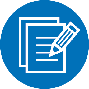 Credit report documentation blue and white logo