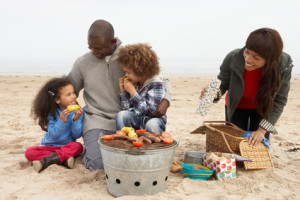 family at the beach
