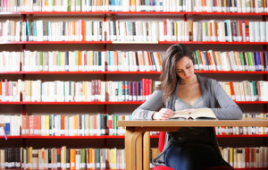 girl in library