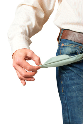 Man with empty pockets