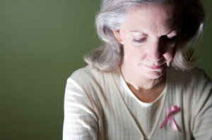 Older woman looking down