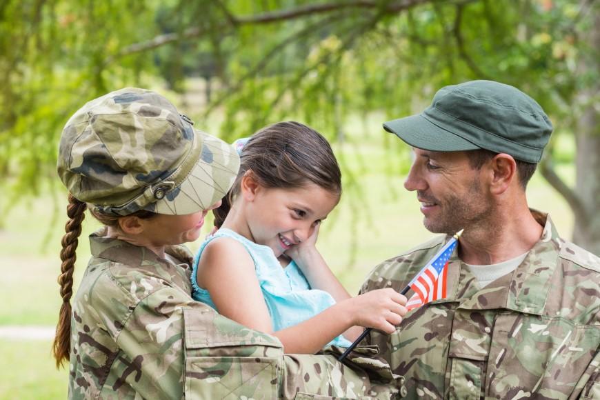 Military Mom and Dad with Daughter