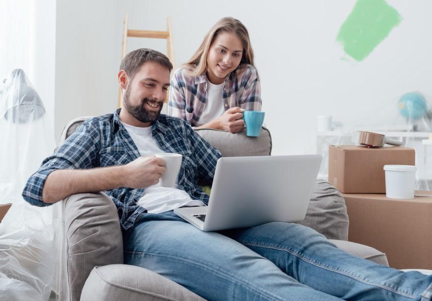 Young couple on laptop