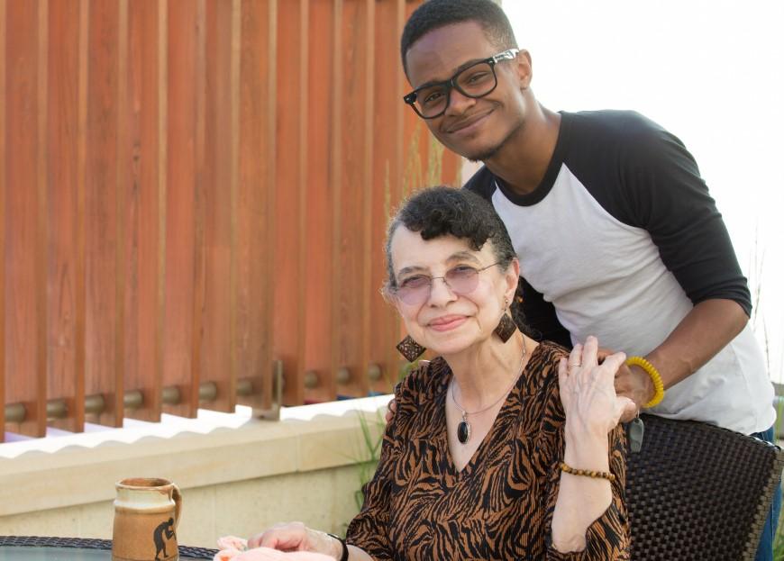 Young African-American man with elderly relative