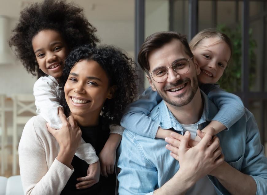 Couple with biracial children