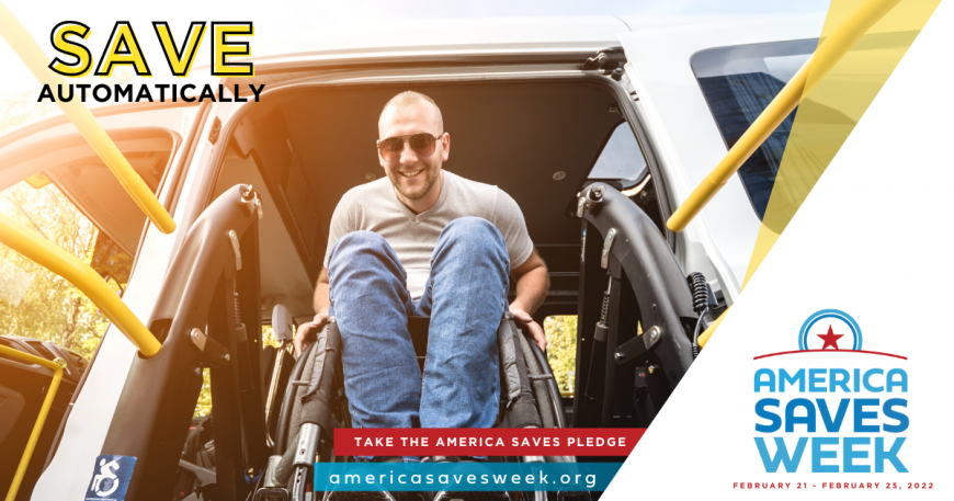 Smiling man in wheelchair exiting vehicle