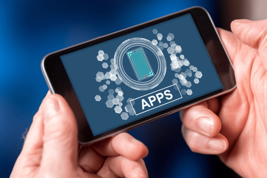 smart phone with word "apps" printed on the phone screen