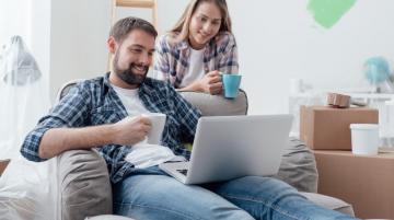 Young couple on laptop