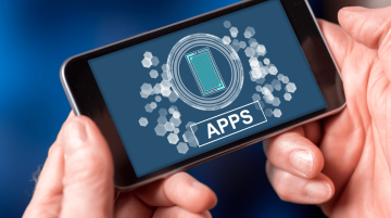 smart phone with word "apps" printed on the phone screen 