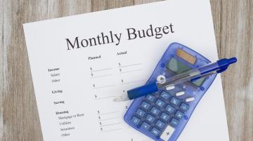 Monthly budget sheet