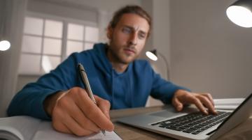 Man learning on computer