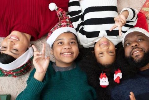PICS family in holiday festive wear 