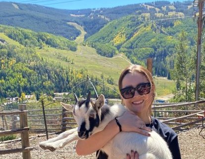 Alex with her pet goat