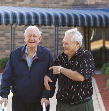 Two men companions walking